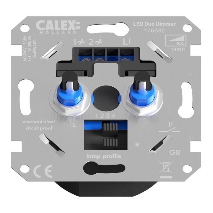 CALEX -LED DUO Dimmer -Dubbele Inbouwdimmer 2x 1-45W