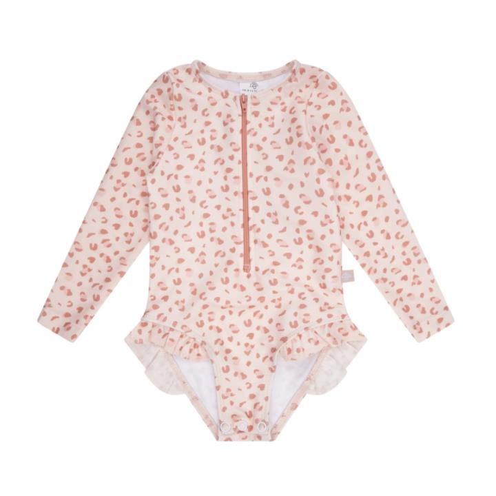 Swim Essentials UV Badpak Meisjes - Lange mouwen - Old Pink Panterprint - Maat 62/68