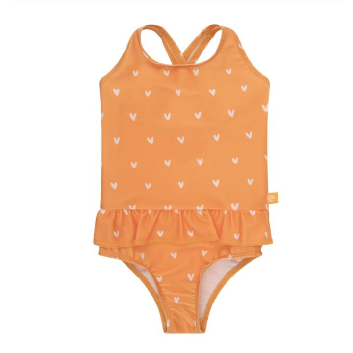 Swim Essentials UV Badpak Meisjes - Oranje Hartjes - Maat 98/104
