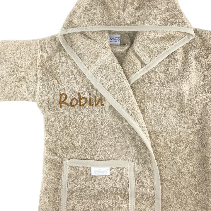 Baby badjas met naam | 0-1 jaar - Beige