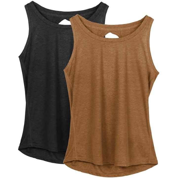 Ervaar ultieme bewegingsvrijheid en stijl met onze dames sport tank top - S - zwart/bruin