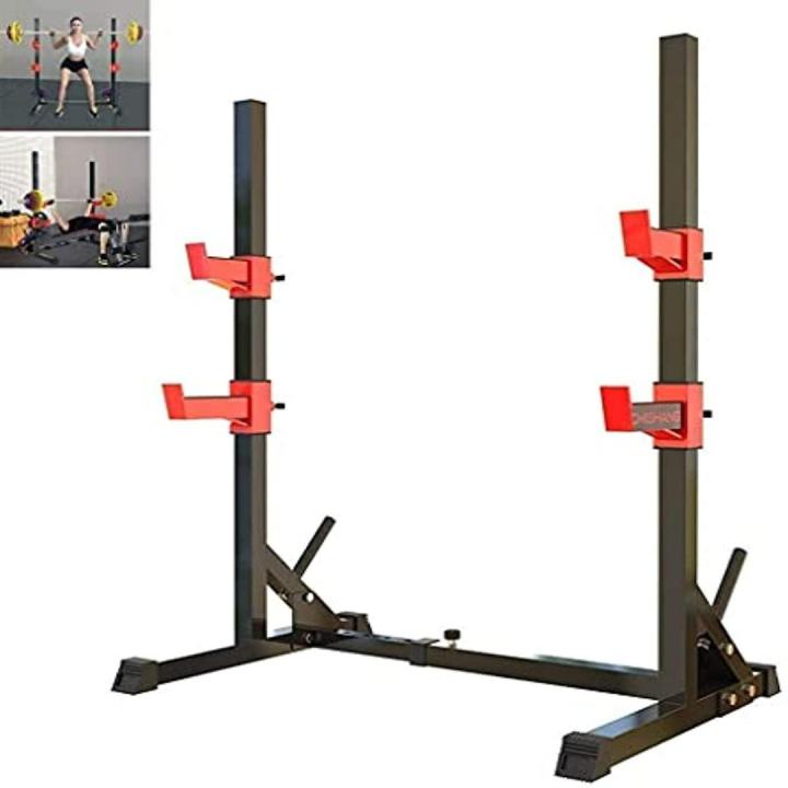 Fitness Bench Press-apparatuur, Squat Rack Bench Press-rek, Breedte en hoogte kunnen worden aangepast (zwart 124x68.5x145cm)