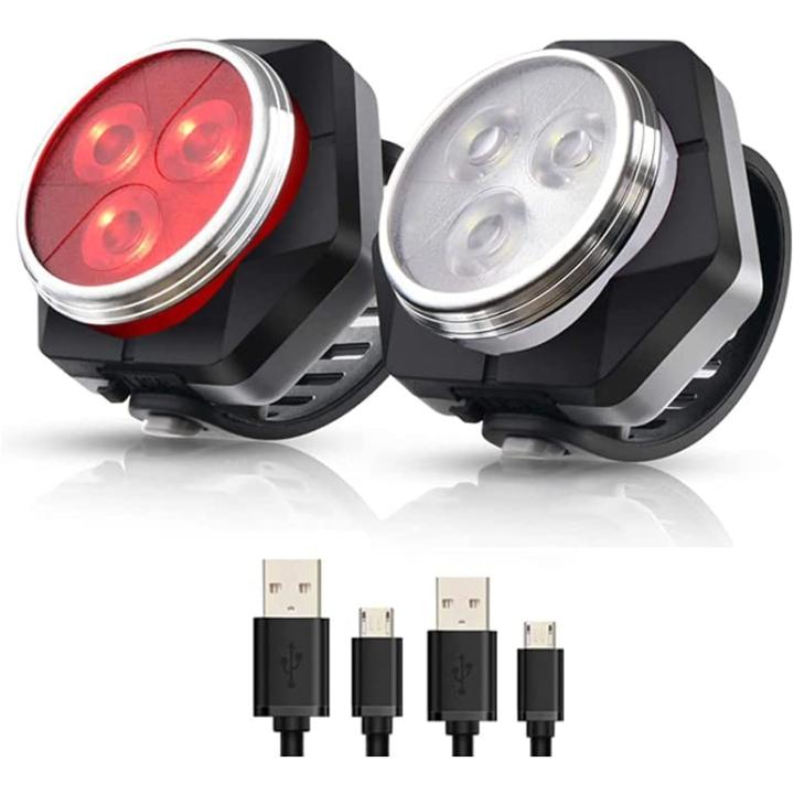 LED Fietsver Lichting Set, USB Oplaadbare,4 Lichtmodi,Waterdichte Wit Fietslicht en Rood Achterlicht, 800mAh Batterij voor en Achterlicht Perfect voor Mountainbike of Racefiets