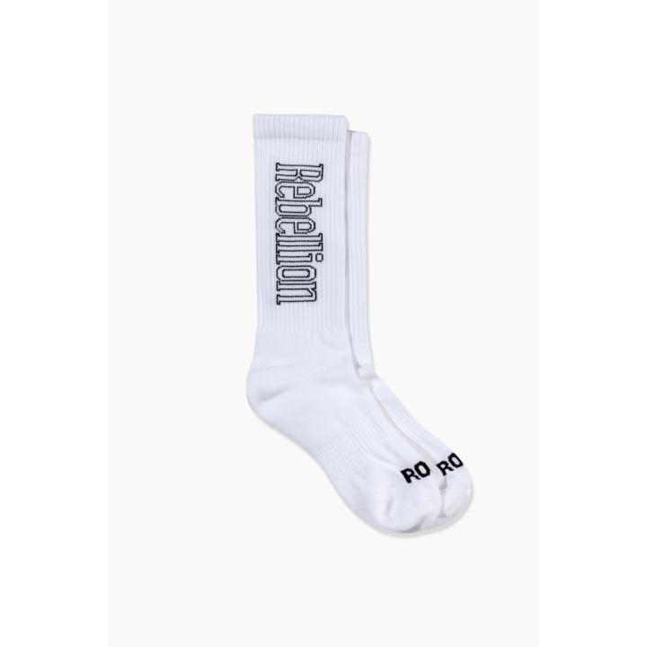 Rebellion Logo Socks White Black - 39-42