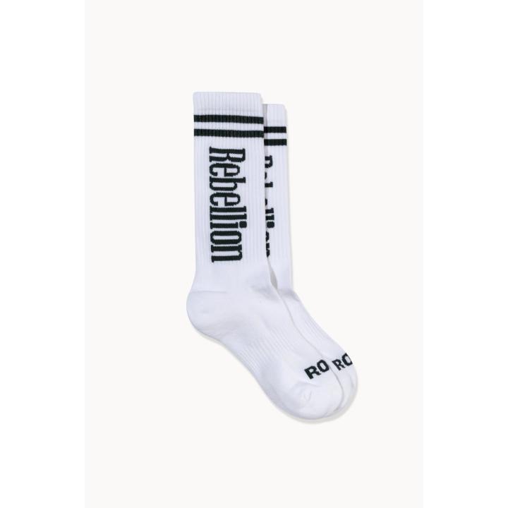 Rebellion Logo Socks White Green - 39-42