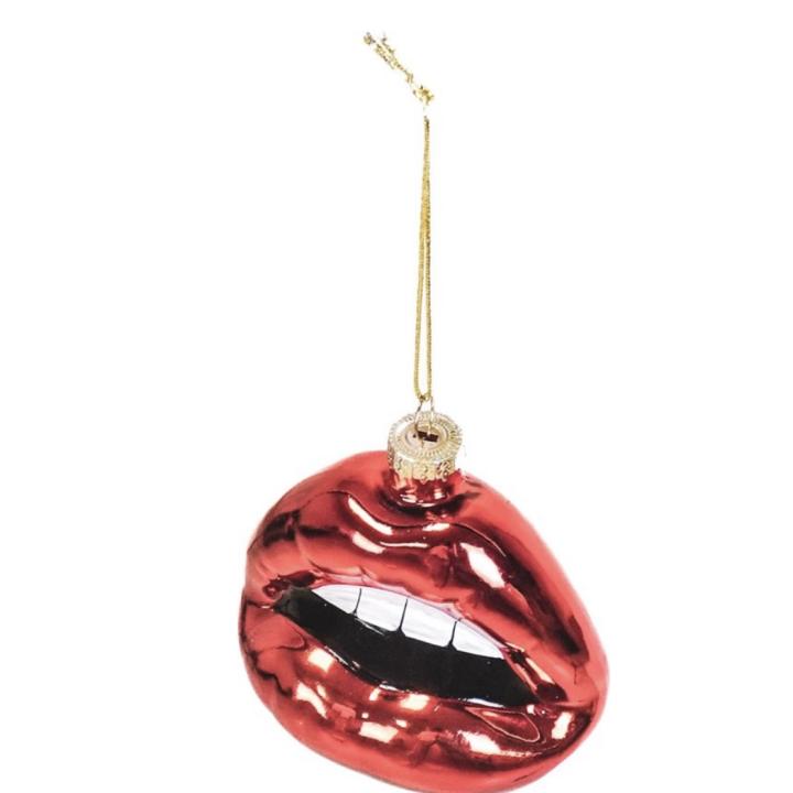 Housevitamin 'Shut up and kiss me' Kerst Ornament Glas- 8,5x3,5x8,5cm