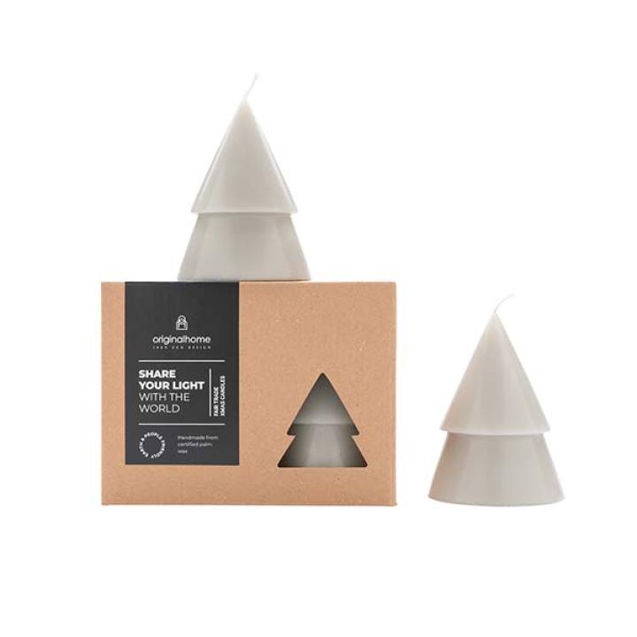 Original Home kerstboom kaars lichtgrijs M - set van 2