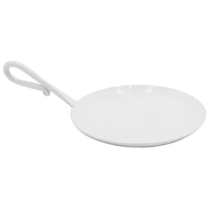 Schaaltje wit 12,5 cm met handvat metaal - hb5743