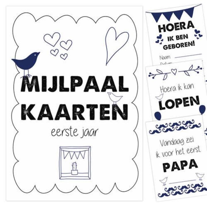 Mijlpaalkaarten 1e jaar donkerblauw