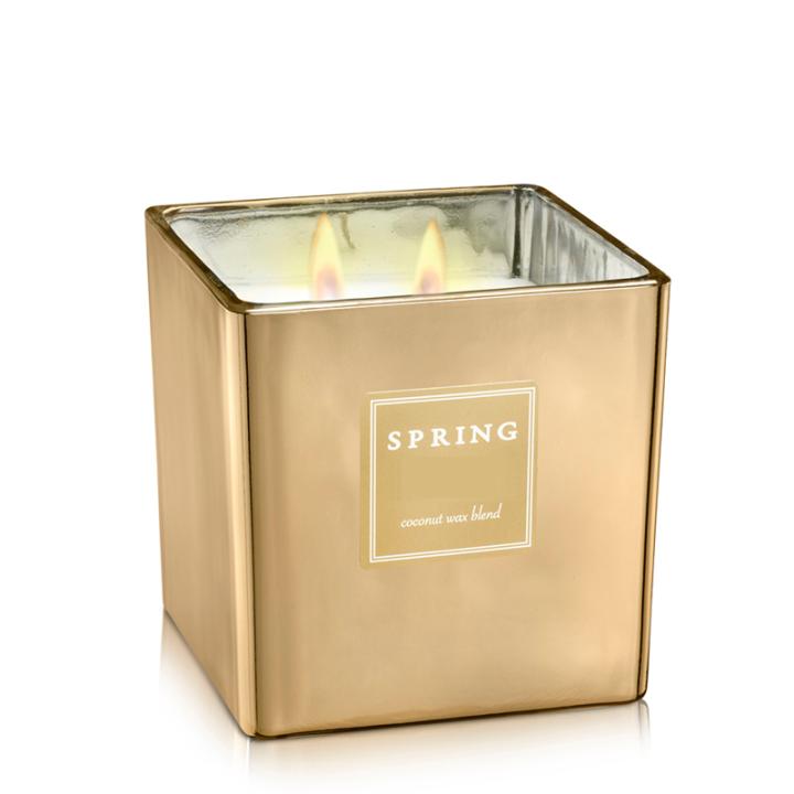 Geurkaars Secret Garden 240gr goud vierkant - Spring Fragrances