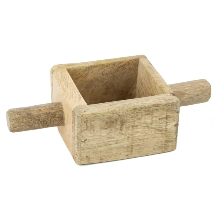 Houten bakje vierkant met 2 handvatten - hb1472