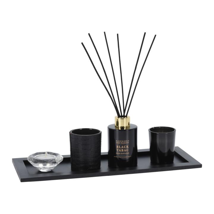 Cadeauset BLACK TABAC mooie giftset met geurstokjes en geurkaars