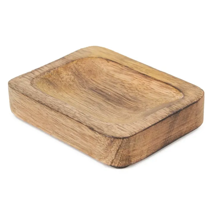 Massief houten schaaltje 13x9.5cm rechthoekig medium - wt0502