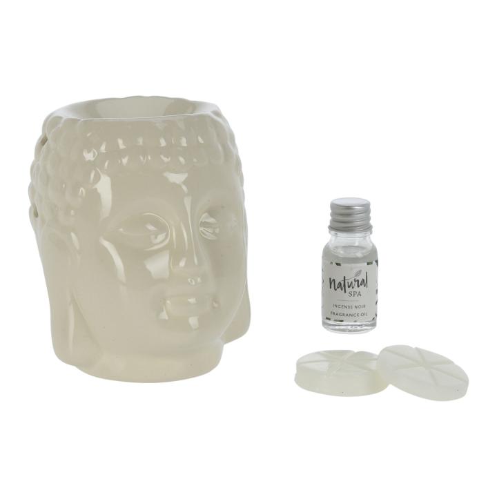 Waxwarmer wit keramische Buddha cadeauset - geur: Jungle Safari