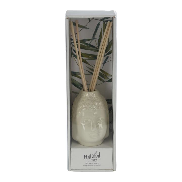 Geurstokjes in witte keramische Buddha 100ml - geur: Jungle Safari