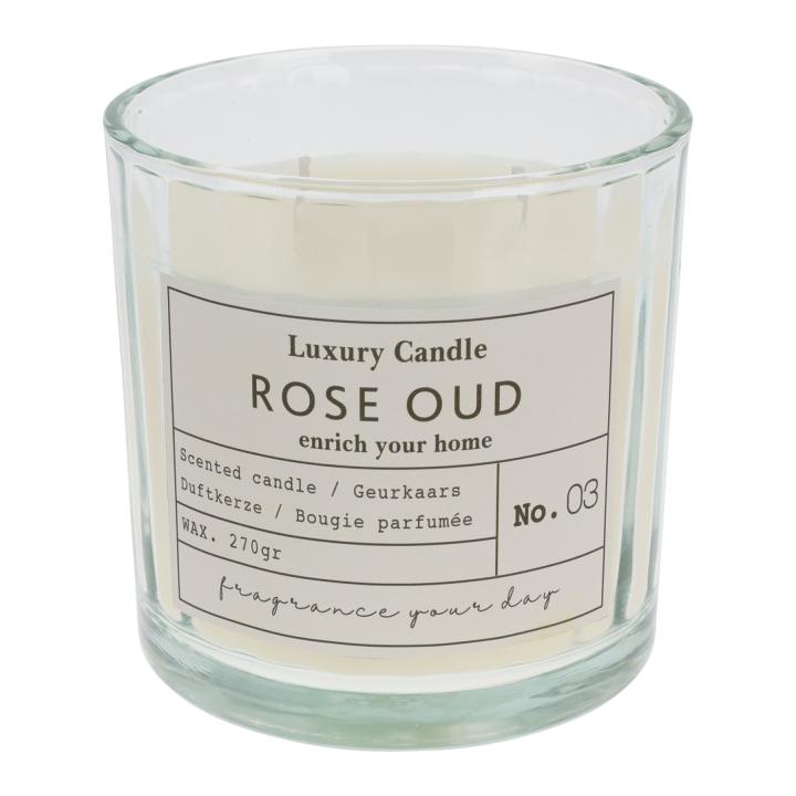 Geurkaars ROSE OUD in glazen pot met deksel 10x10cm