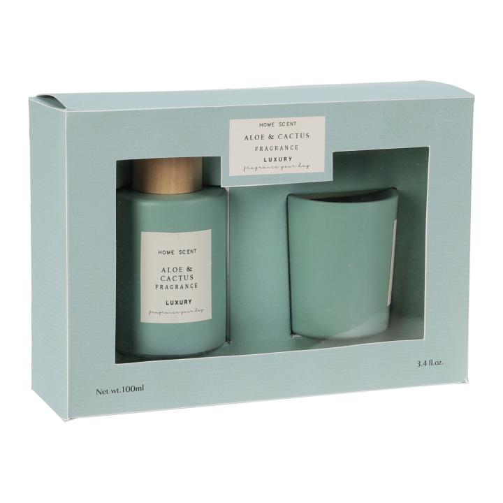 Cadeauset Aloe Cactus geurstokjes en geurkaars