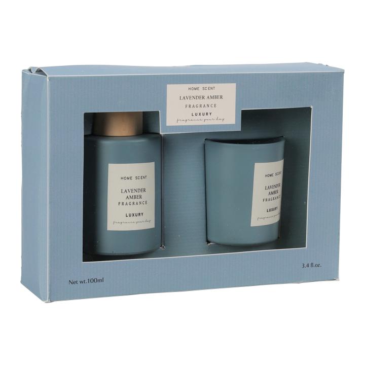 Cadeauset LAVENDER AMBER geurstokjes en geurkaars
