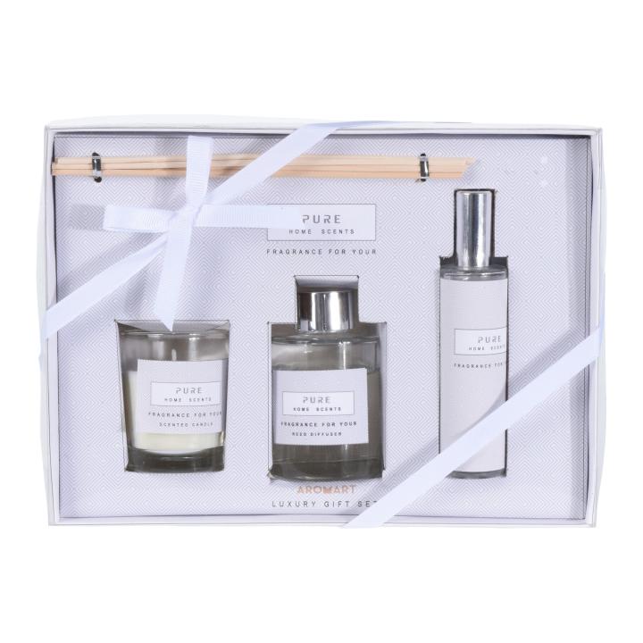 Cadeauset White Flower & Jasmine met geurstokjes geurkaars en roomspray in stijlvolle cadeauverpakking