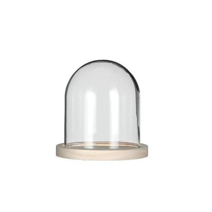 Glazen stolp 10x13cm op houten basis