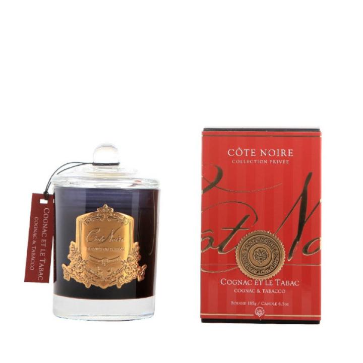 Geurkaars Cognac & Tabacco 450gr goud - Cote Noire