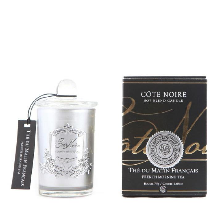 Geurkaars French Morning Tea 75gr zilver - Cote Noire