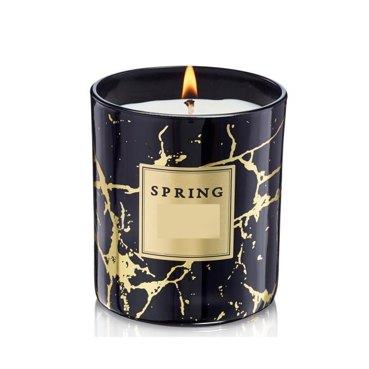 Geurkaars Royal Tea 240gr marmer zwart goud - Spring Fragrances