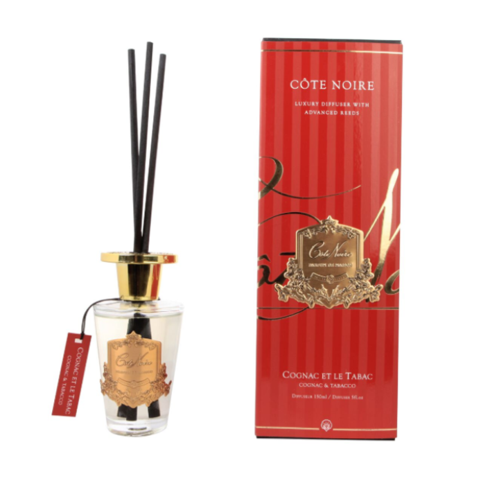 Geurstokjes Cognac & Tabacco 90ml goud - Cote Noire