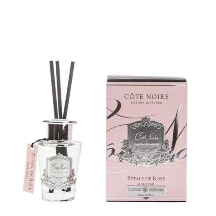 Geurstokjes Rose Petal 90ml zilver - Cote Noire