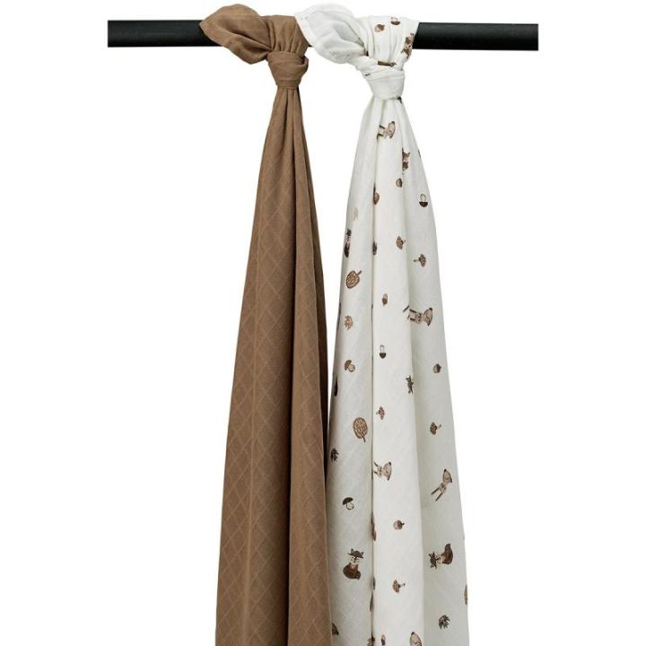 Hydrofiele Swaddle Forest Animals Toffee 120x120cm