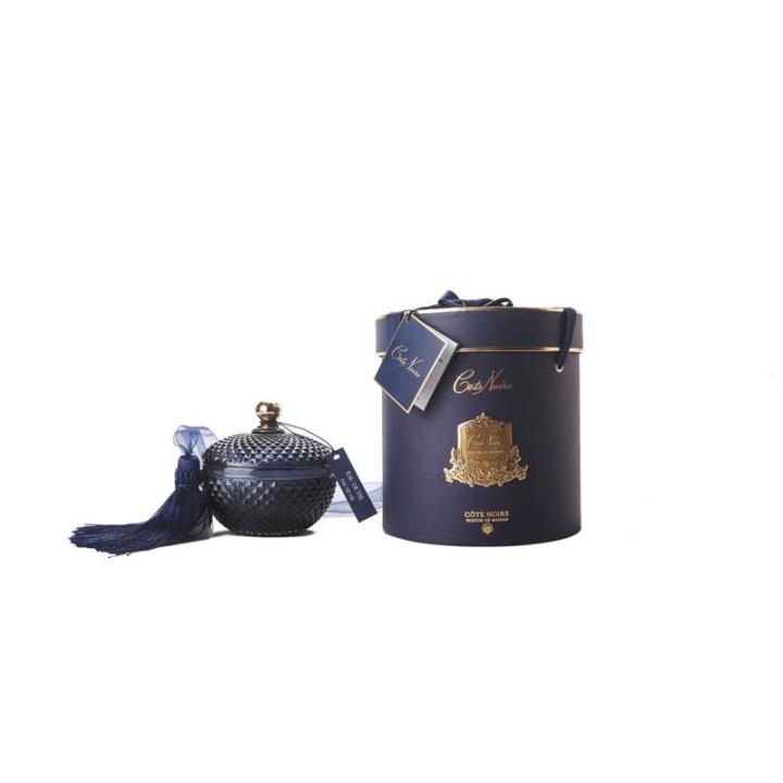 Geurkaars Navy Blue Art Deco rond - Eau de Vie - Cote Noire (GML30006)