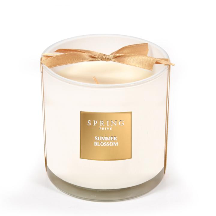 Geurkaars Summer Blossom 240gr wit rond - Spring Fragrances