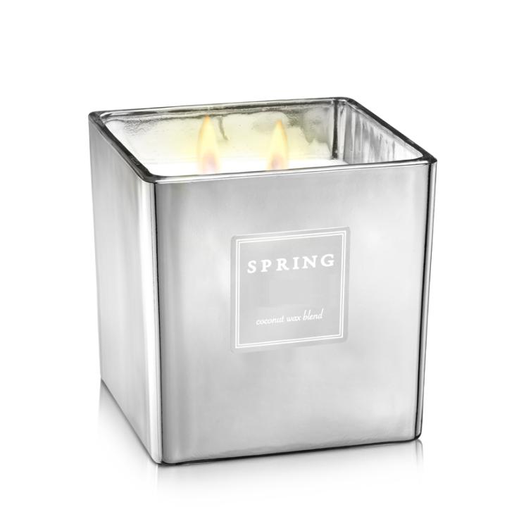 Geurkaars Flower of the Alps 240gr zilver vierkant - Spring Fragrances