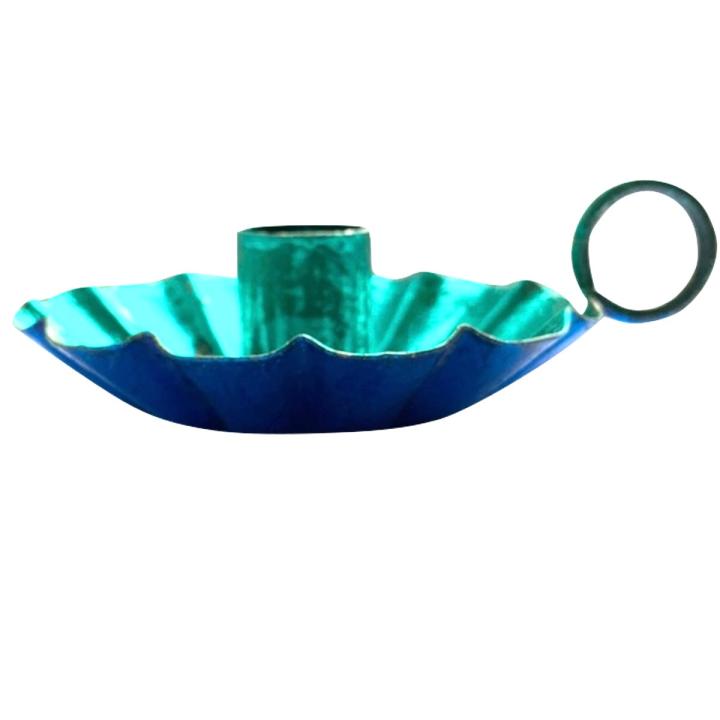 Kandelaar Flower aqua / kobalt blauw metallic maat S en M - Maat S Ø 12cm