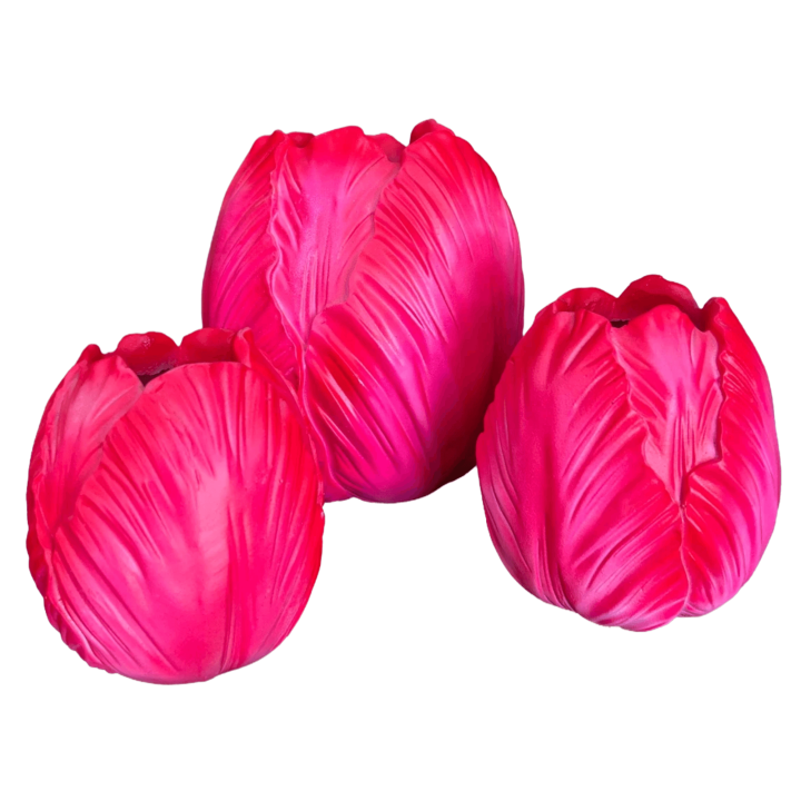 Vaas in de vorm van Tulp roze in 3 maten - Small
