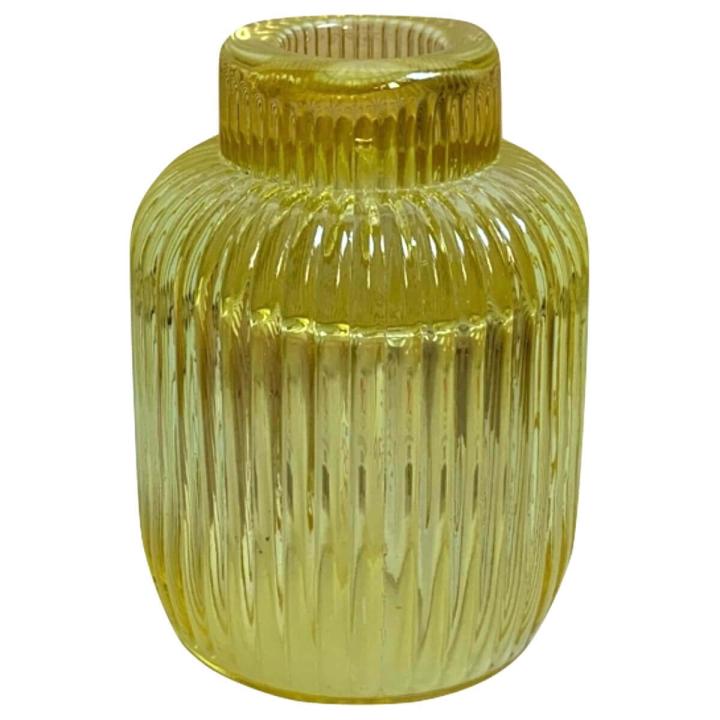 Glazen kandelaar / waxinehouder geel