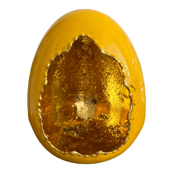Decoratief geel/goud  ei in 3 maten - large