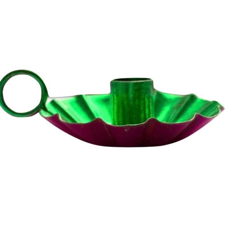 Kandelaar Flowe groen / fuchsia metallic maat S en M - maat S Ø 12cm