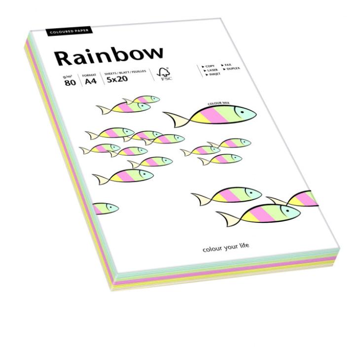 Rainbow A4 papier 80g/m2 colour mix pastel (100vel)