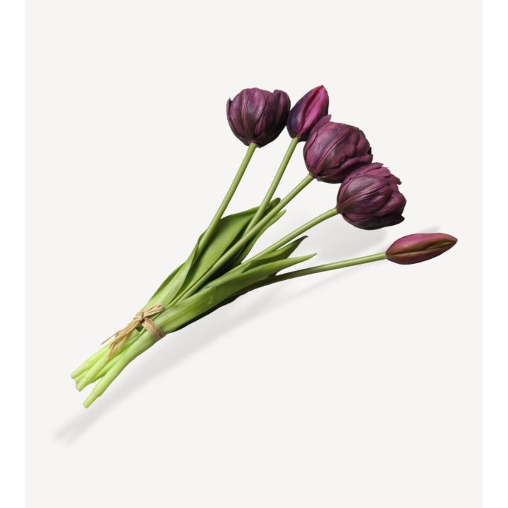 Kunst Tulpen Paars x5 bundel - Real Touch - Geen Vaas