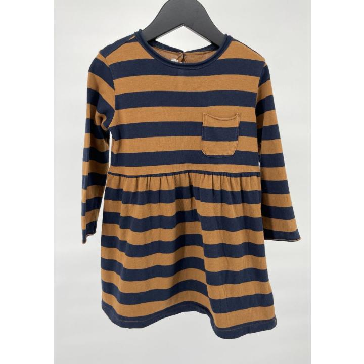 Jurk Bruin Blauw Gestreept Lange Mouw Maat 86 / 92