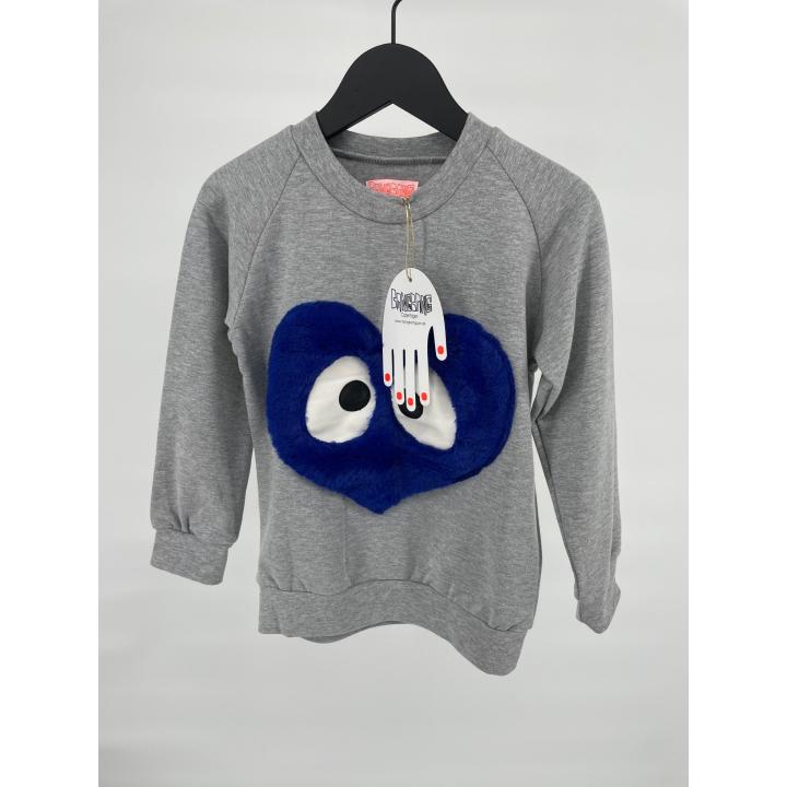 Trui Grijs Blauw Hart Ogen - 116 - Nieuw