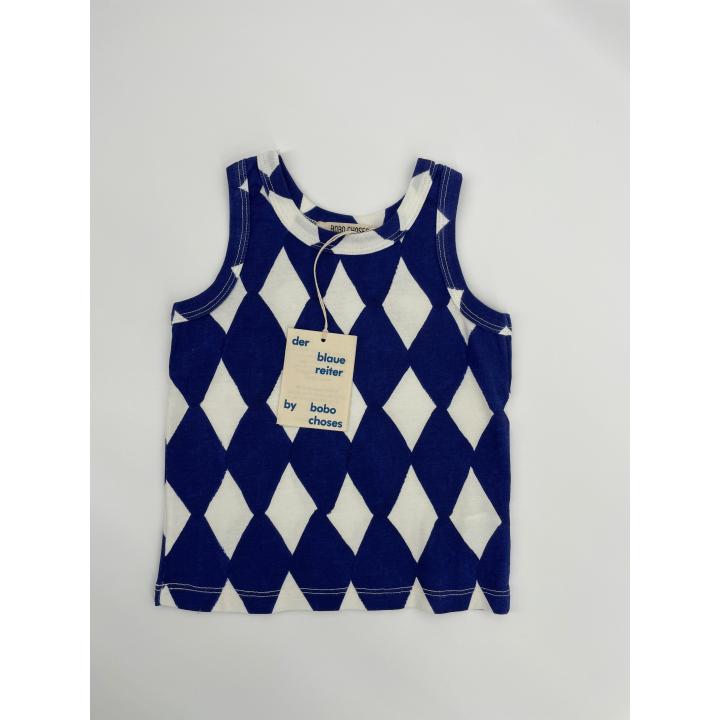 Tanktop Wit Donkerblauw Ruiten Maat 80 / 86