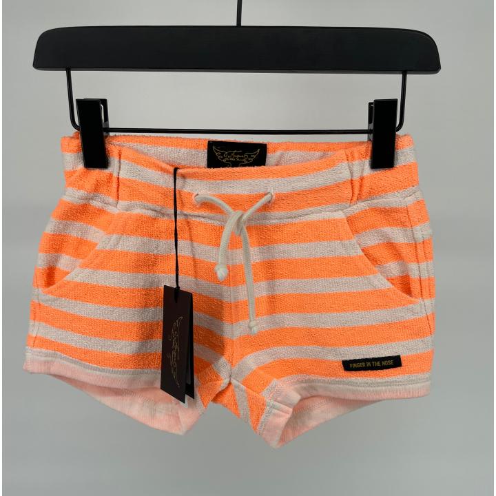 Korte Broek Fluor Oranje Wit Gestreept - 110 - Nieuw