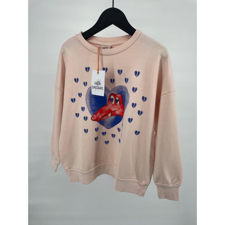 Trui Roze Krokodil Hartjes - 128 / 134 - Nieuw
