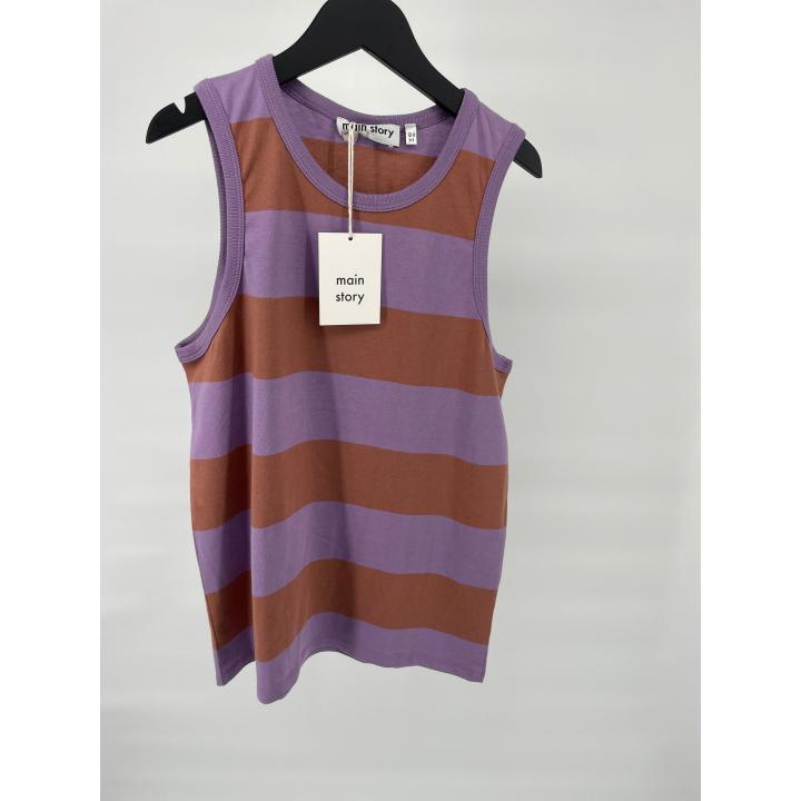 Tanktop Paars Bruin Gestreept Maat 140 / 146