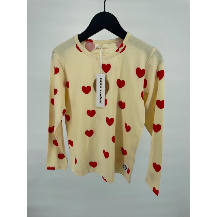 Longsleeve Beige Hartjesprint Maat 128 / 134