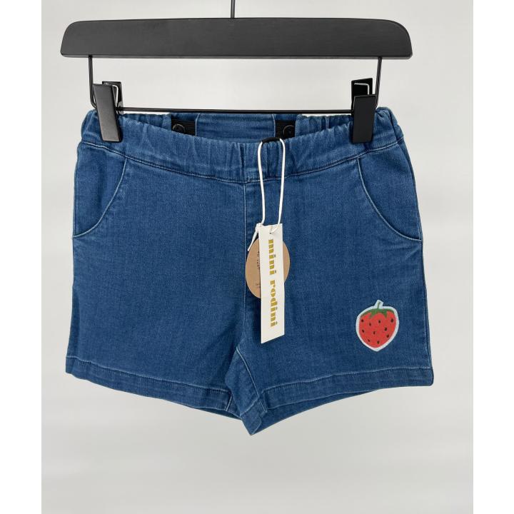 Korte Broek Blauw Denim Aardbei - 104 / 110 - Nieuw