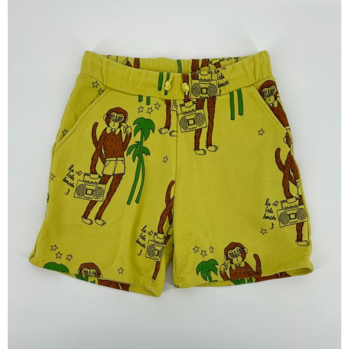 Korte Broek Geel Apen Print Maat 140 / 146