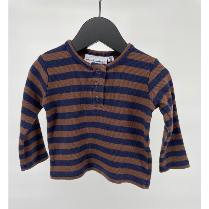 Longsleeve Rib Bruin Donkerblauw Maat 68 / 74
